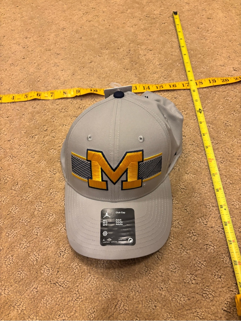 Jordan Michigan Wolverines Gray Adjustable Club Cap Hat Jumpman NWT Mens